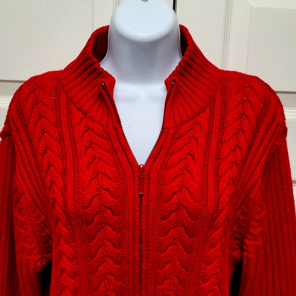 Talbots Red Cable Knit Sweater